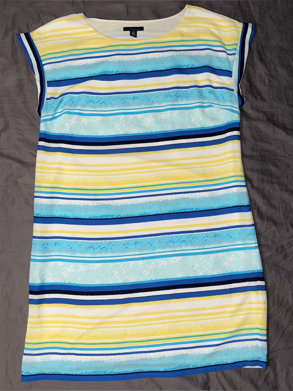 Tommy Hilfiger Vintage Multicolor Striped Shift Dress in Yellow, Teal & Navy - Picture 3 of 7
